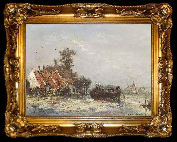 framed  Johan Barthold Jongkind River near Rotterdam, ta009-2